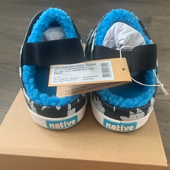 Native Jefferson Cozy Glow Slip-On Shoes - Size C10/EU 27 - Black/Blue - NWB - Picture 9 of 11